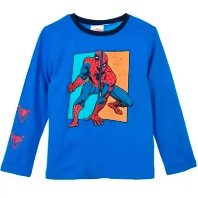 Spiderman-langærmet-t-shirt-blå-str.-98-128