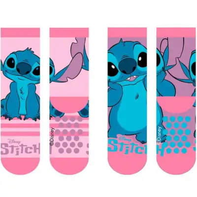 Lilo-og-Stitch-skridsikre-strømper-2-pak-lyserød