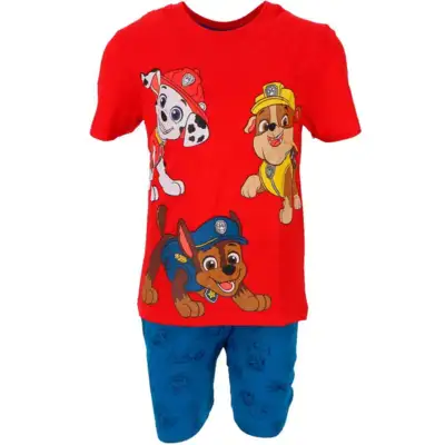 Paw-Patrol-kort-pyjamas-rød-blå-str.-4-6-år