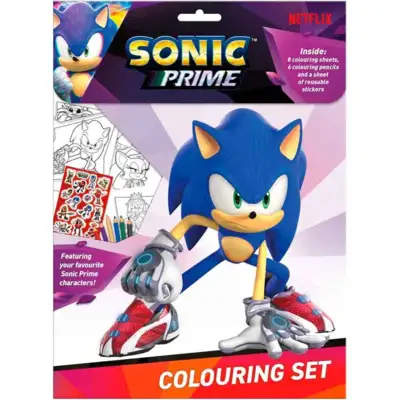 Sonic-malesæt-med-blyanter-og-klistermærker.
