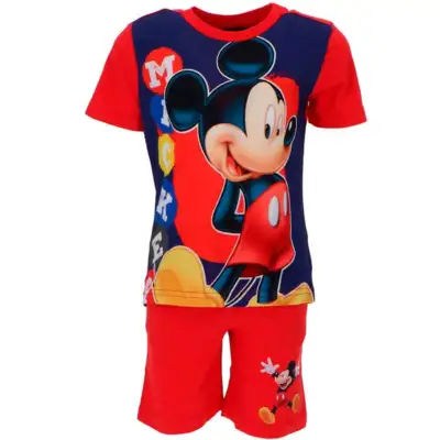 Mickey-Mouse-Kort-pyjamas-rød-Happy.