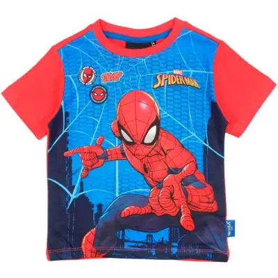 Marvel-Spiderman-t-shirt-kortærmet-rød-3-8-år.