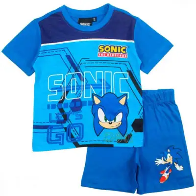 Sonic-The-Hedgehoh-pyjamas-kort-blå-3-10-år.