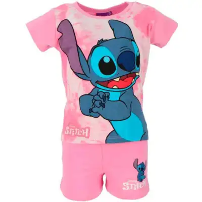 Lilo-og-Stitch-pyjamas-kort-lyserød-3-8-år