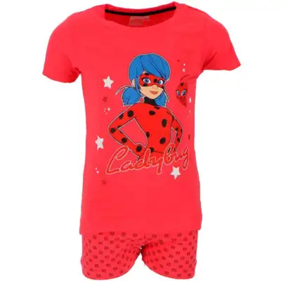 Miraculous-Ladybug-pyjamas-kort-rød-6-10-år.