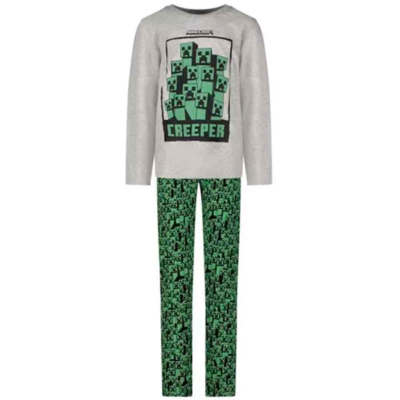 Minecraft-Creeper-pyjamas-grå-grøn-str.-6-12-år.