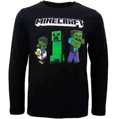 Minecraft-T-shirt-Langærmet-Creeper-str.-8-12-år