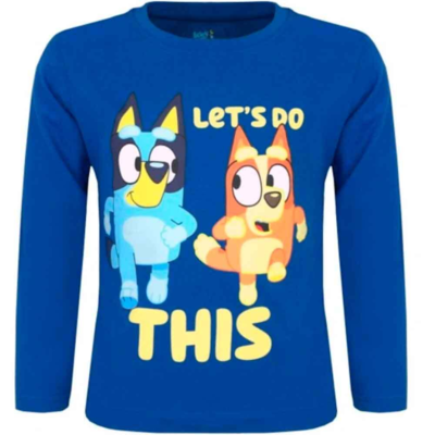Bluey-T-shirt-Langærmet-Blå-2-6-år-Lets-do-this
