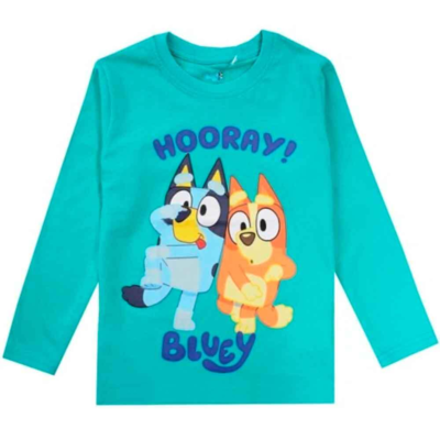 Bluey-T-shirt-Langærmet-Grøn-2-6-år-Bluey-Hooray.