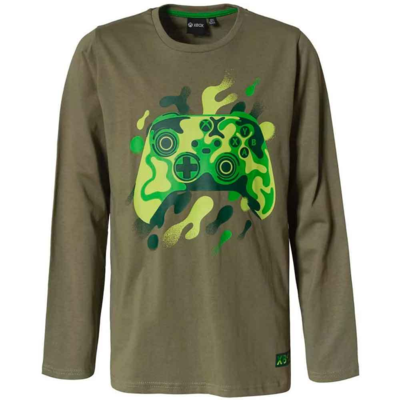 Xbox-T-shirt-langærmet-olivengrøn-6-12-år