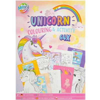 Unicorn-Male-og-Aktivitetsbog-A4-64-sider