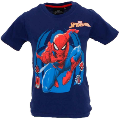 Spiderman-t-shirt-kortærmet-ensfarvet-navy-3-8-år.
