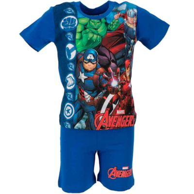 Marvel-Avengers-kort-pyjamas-blå-3-8-år
