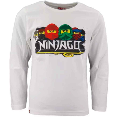 Lego-Ninjago-T-shirt-langærmet-Hvid-str.-3-8-år