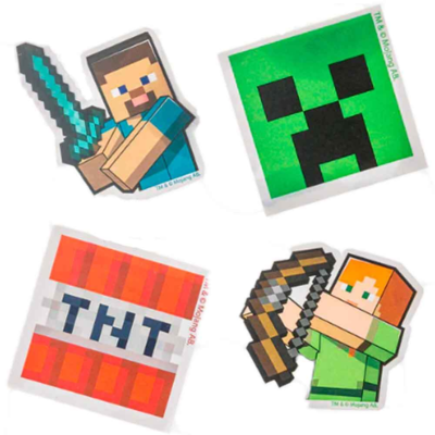Minecraft-Viskelæder-4-pak-Steve-Alex-TNT-Creeper