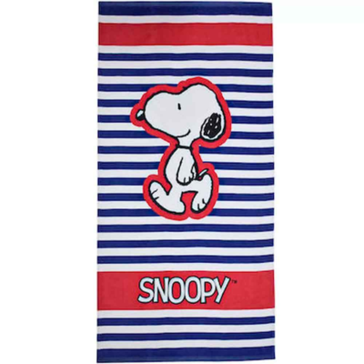 Snoopy-Badehåndklæde-stribet-70x140cm-bomuld
