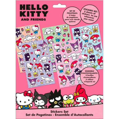 Hello-Kitty-Klistermærkesæt-5-ark-Friends