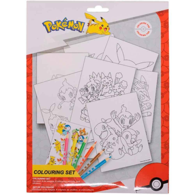 Pokemon-Malesæt-med-6-farveblyanter