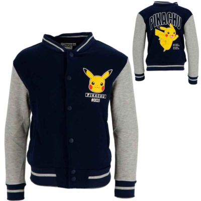 Pokemon-Sweatshirt-med-knaplukning-Navy-Grå-4-8-år