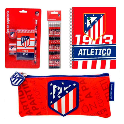 Atletico-Madrid-Penalhus,-Notesbog-og-Skriveredskaber