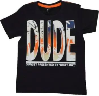 Kortærmet T-shirt sort "Dude" - KIDS-UP