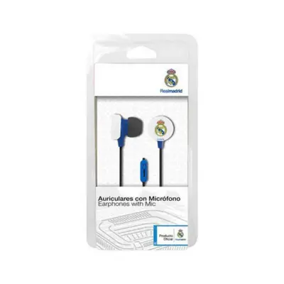 Real Madrid headset med mikrofon i blå