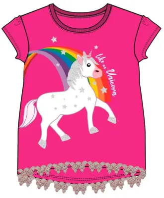 Emoji t-shirt unicorn pink til piger