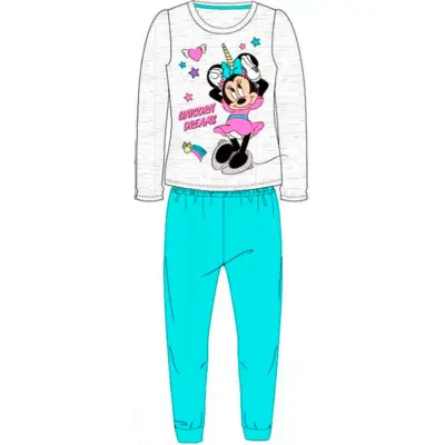 Minnie Mouse nattøj med grå bluse og turkis bukser