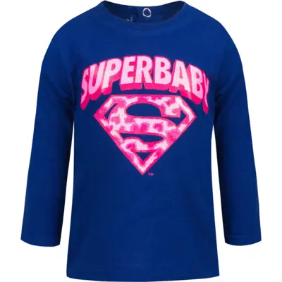Superbaby t-shirt i flot blå med pink print