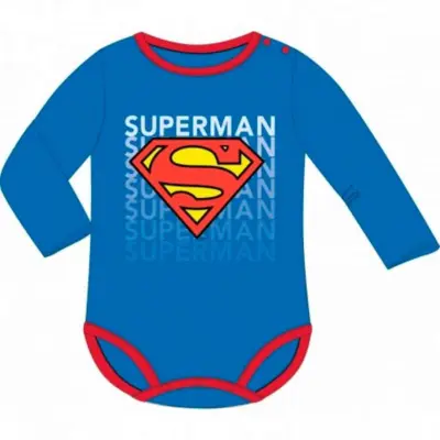 Superman langærmet body i blå med logo