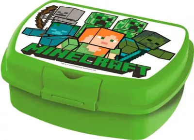 Minecraft madkasse i grøn med sejt motiv