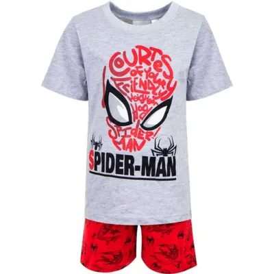 Spiderman sommer pyjamas grå rød