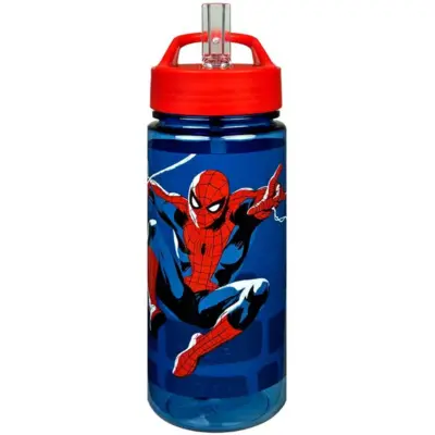 Marvel-Spiderman-drikkedunk-blå-med-sugerør