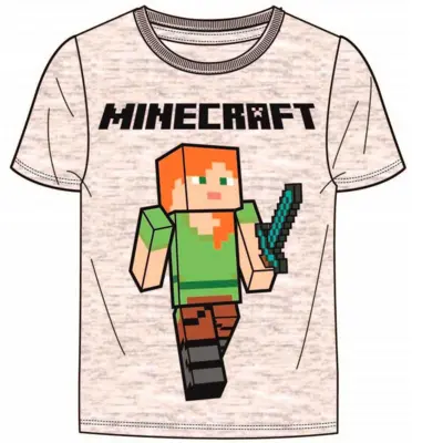Minecraft Alex t-shirt kort lysegrå