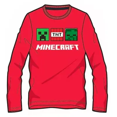 Minecraft t-shirt langærmet rød