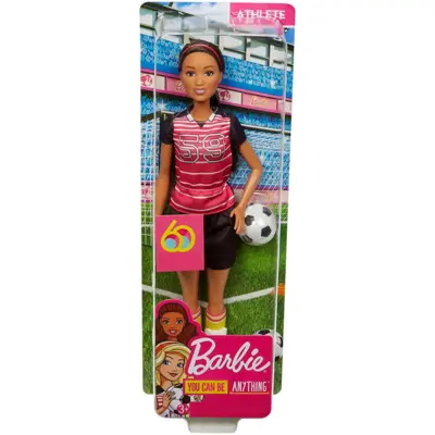 Barbie dukke fodboldspiller med bold