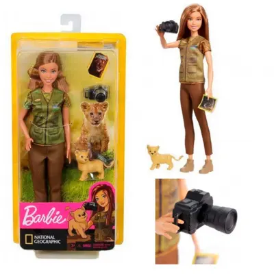 Barbie dukke som Safari fotograf