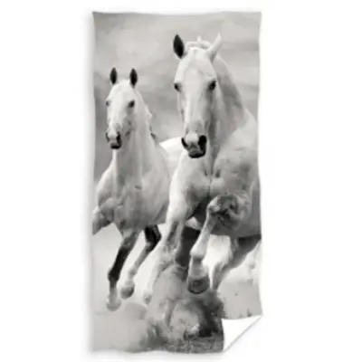 Badehåndklæde med hvide heste