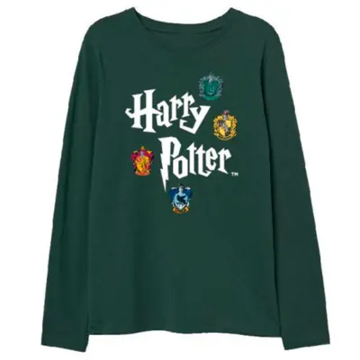 Harry Potter t-shirt grøn med lange ærmer