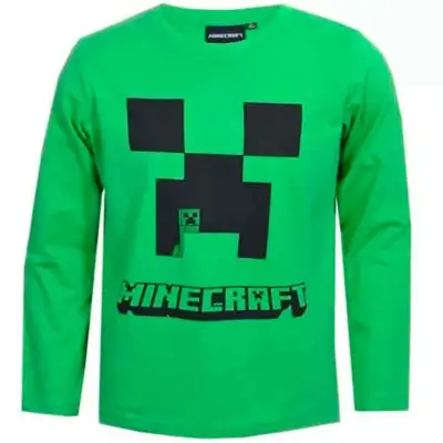 Minecraft Creeper t-shirt langærmet grøn