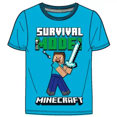 Minecraft-T-shirt-Blå-Suvival-mode