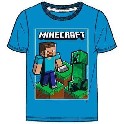 Minecraft t-shirt med korte ærmer i blå