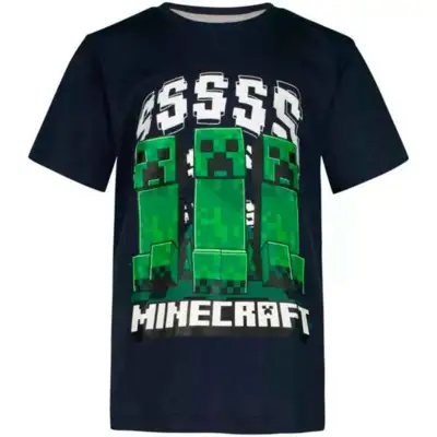 Minecraft-T-shirt-kortærmet-navy-SSSSS