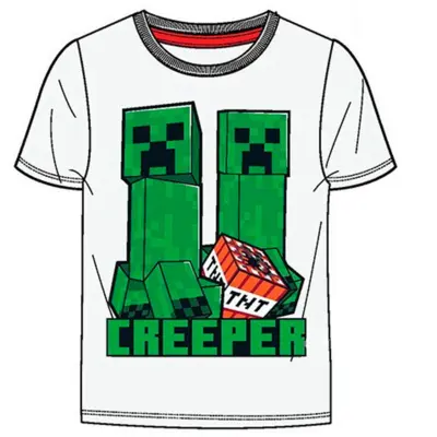 Minecraft t-shirt kortærmet Creeper hvid