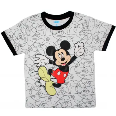Mickey-Mouse-t-shirt-kortærmet-hvid