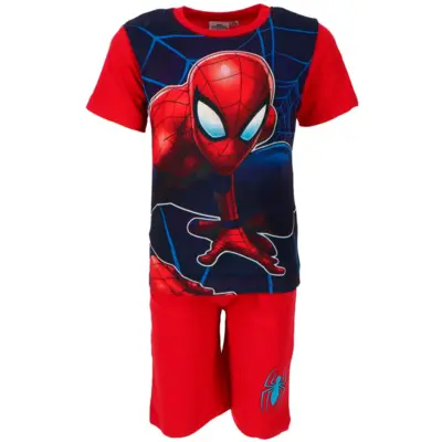 Spiderman-Kort-sommer-pyjamas-rød