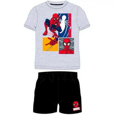 Spiderman-sommer-pyjamas-grå-sort