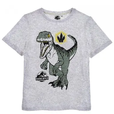 Jurassic-world-t-shirt-kortærmet-grå