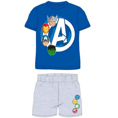 Marvel-Avengers-kort-pyjamas-blå-grå