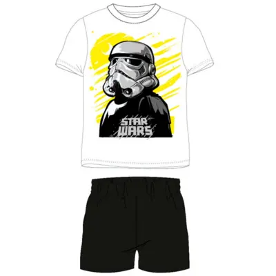 Star-Wars-kort-pyjamas-5-10-år i hvid og sort